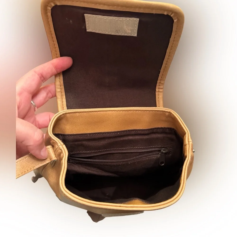 Esprit Vintage Mini Backpack Purse - Tan Vegan Leather